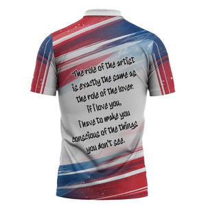 James Baldwin Zipper Polo Shirt Artistic Portrait Quote on Love and Awareness Civil Rights Tribute - African Pride
