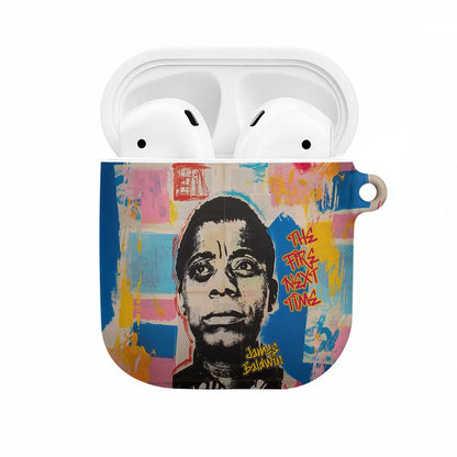 James Baldwin AirPods Case Colorful Graffiti Style Portrait The Fire Next Time Text Bold Civil Rights Tribute - African Pride