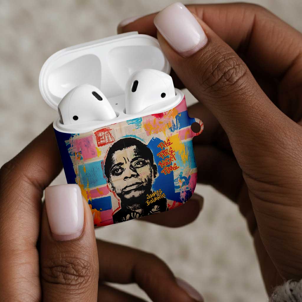 James Baldwin AirPods Case Colorful Graffiti Style Portrait The Fire Next Time Text Bold Civil Rights Tribute - African Pride