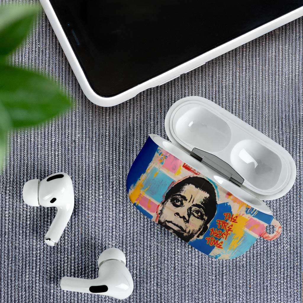 James Baldwin AirPods Case Colorful Graffiti Style Portrait The Fire Next Time Text Bold Civil Rights Tribute - African Pride