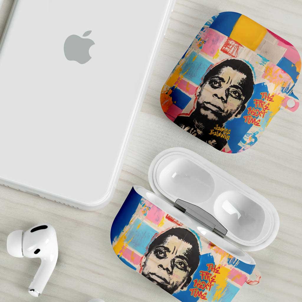 James Baldwin AirPods Case Colorful Graffiti Style Portrait The Fire Next Time Text Bold Civil Rights Tribute - African Pride