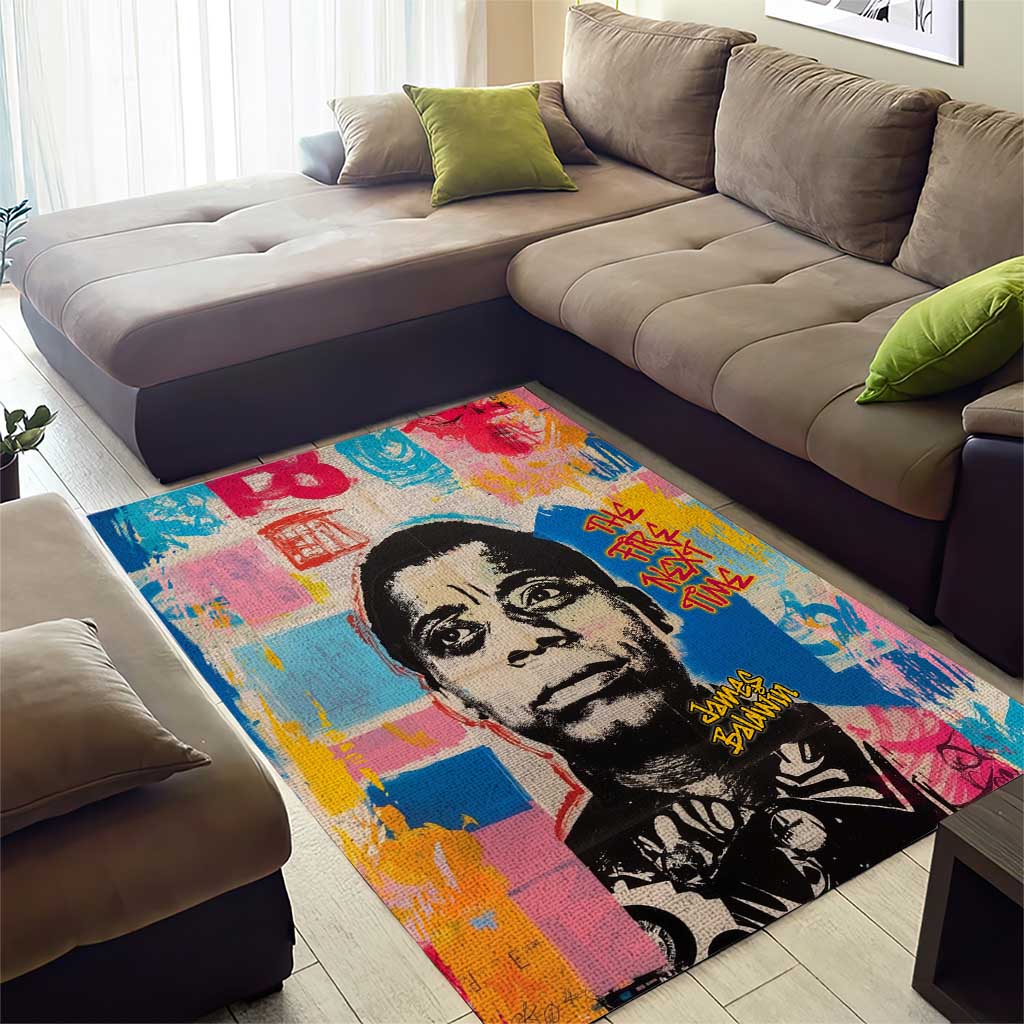 James Baldwin Area Rug Colorful Graffiti Style Portrait The Fire Next Time Text Bold Civil Rights Tribute - African Pride