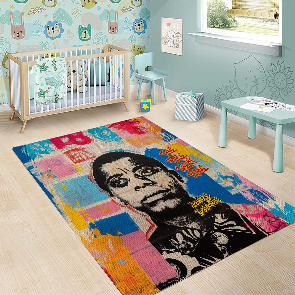 James Baldwin Area Rug Colorful Graffiti Style Portrait The Fire Next Time Text Bold Civil Rights Tribute - African Pride