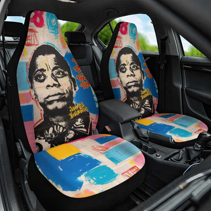 James Baldwin Car Seat Cover Colorful Graffiti Style Portrait The Fire Next Time Text Bold Civil Rights Tribute - African Pride