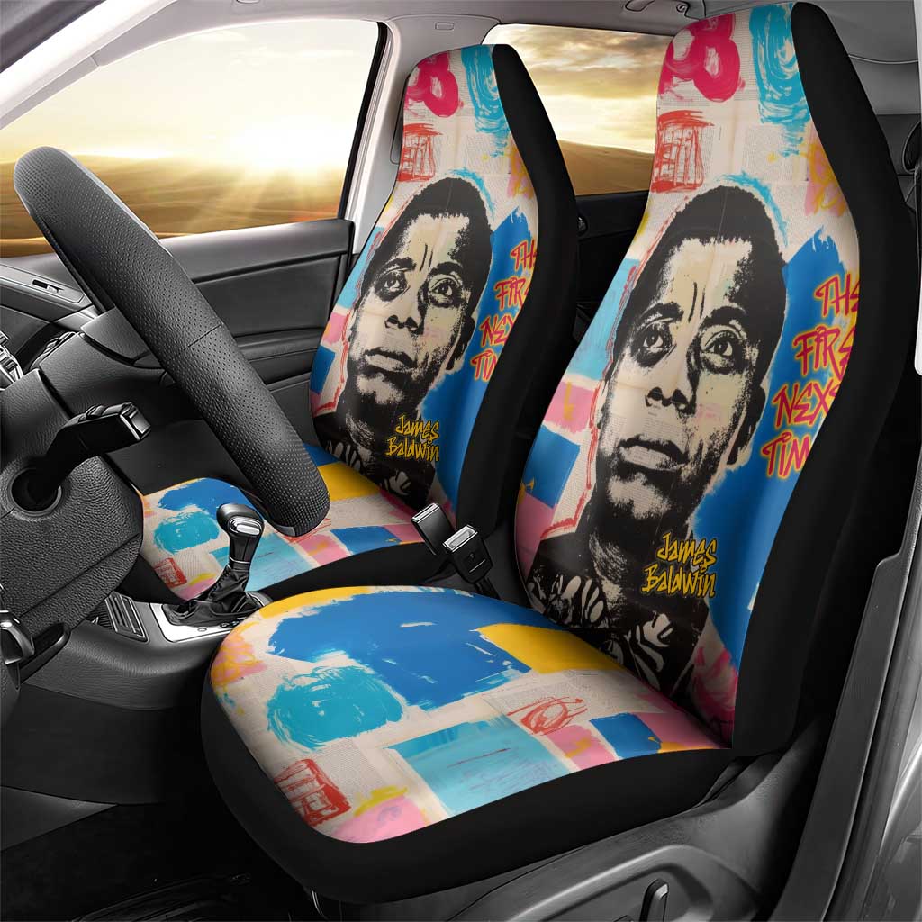 James Baldwin Car Seat Cover Colorful Graffiti Style Portrait The Fire Next Time Text Bold Civil Rights Tribute - African Pride