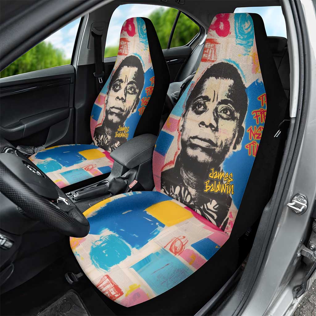 James Baldwin Car Seat Cover Colorful Graffiti Style Portrait The Fire Next Time Text Bold Civil Rights Tribute - African Pride