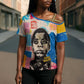 James Baldwin Cross Shoulder Shirt Colorful Graffiti Style Portrait The Fire Next Time Text Bold Civil Rights Tribute - African Pride