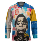James Baldwin Hockey Jersey Colorful Graffiti Style Portrait The Fire Next Time Text Bold Civil Rights Tribute - African Pride