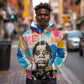 James Baldwin Hoodie Colorful Graffiti Style Portrait The Fire Next Time Text Bold Civil Rights Tribute - African Pride