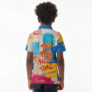 James Baldwin Kid Polo Shirt Colorful Graffiti Style Portrait The Fire Next Time Text Bold Civil Rights Tribute TS04