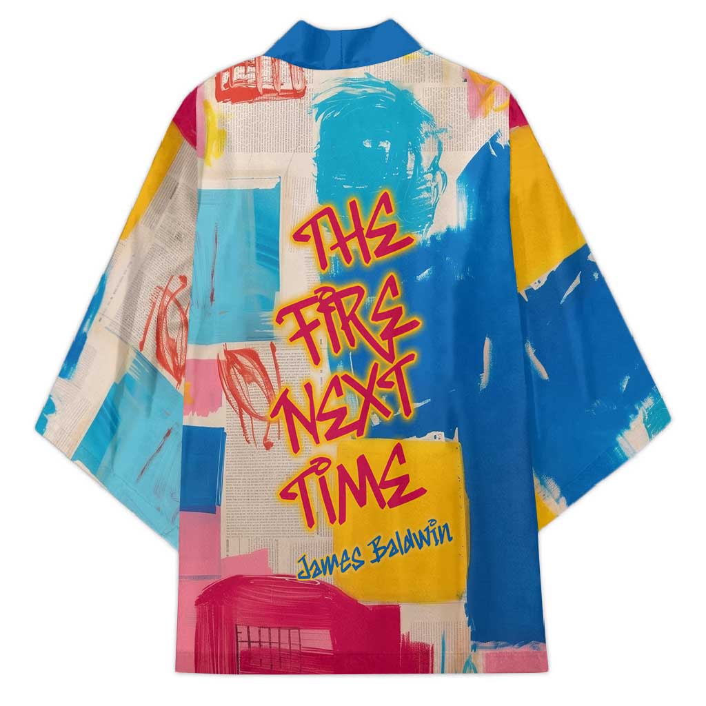 James Baldwin Kimono Colorful Graffiti Style Portrait The Fire Next Time Text Bold Civil Rights Tribute - African Pride