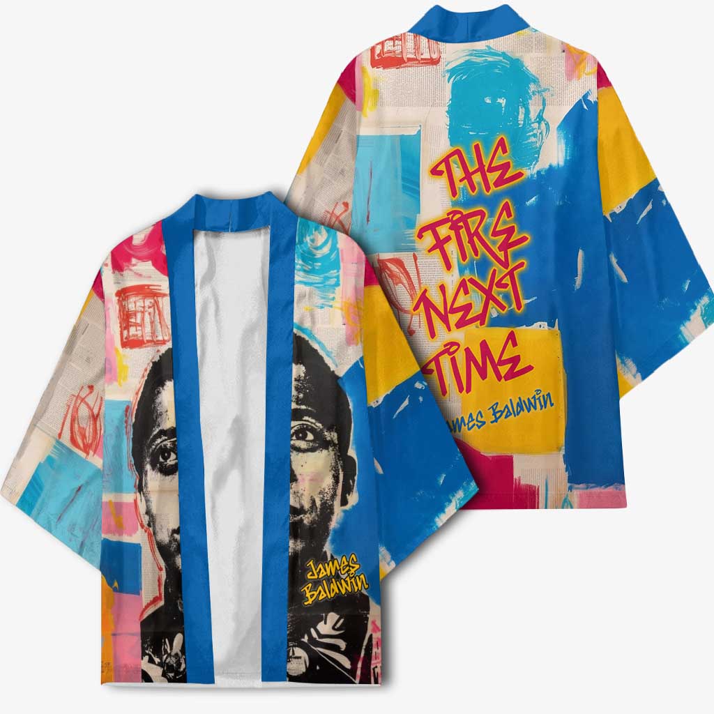 James Baldwin Kimono Colorful Graffiti Style Portrait The Fire Next Time Text Bold Civil Rights Tribute - African Pride