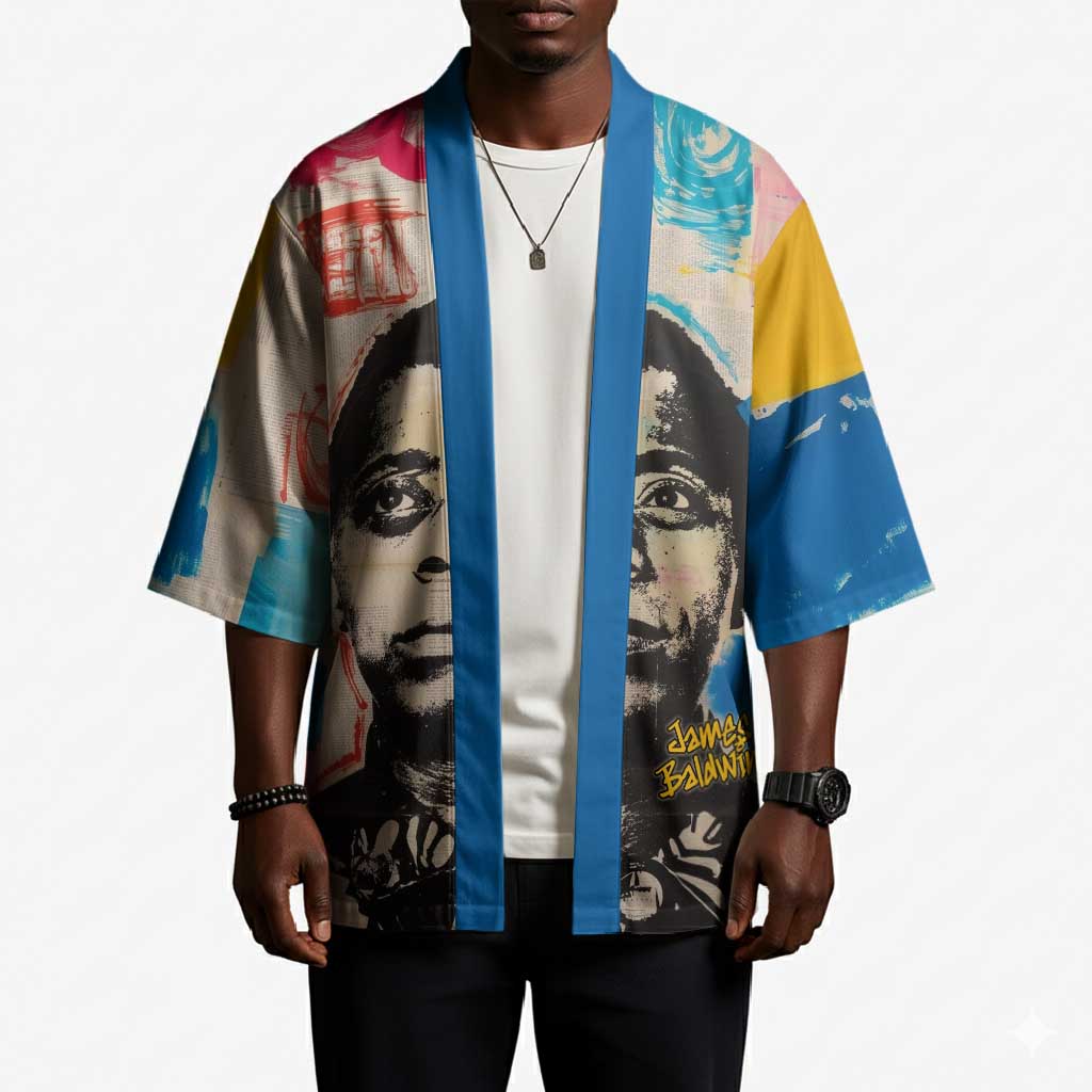 James Baldwin Kimono Colorful Graffiti Style Portrait The Fire Next Time Text Bold Civil Rights Tribute - African Pride