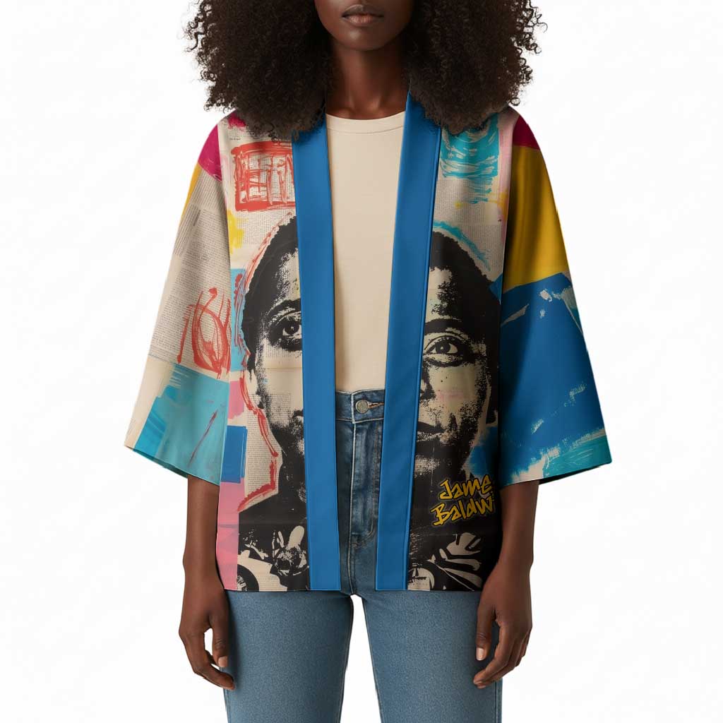 James Baldwin Kimono Colorful Graffiti Style Portrait The Fire Next Time Text Bold Civil Rights Tribute - African Pride