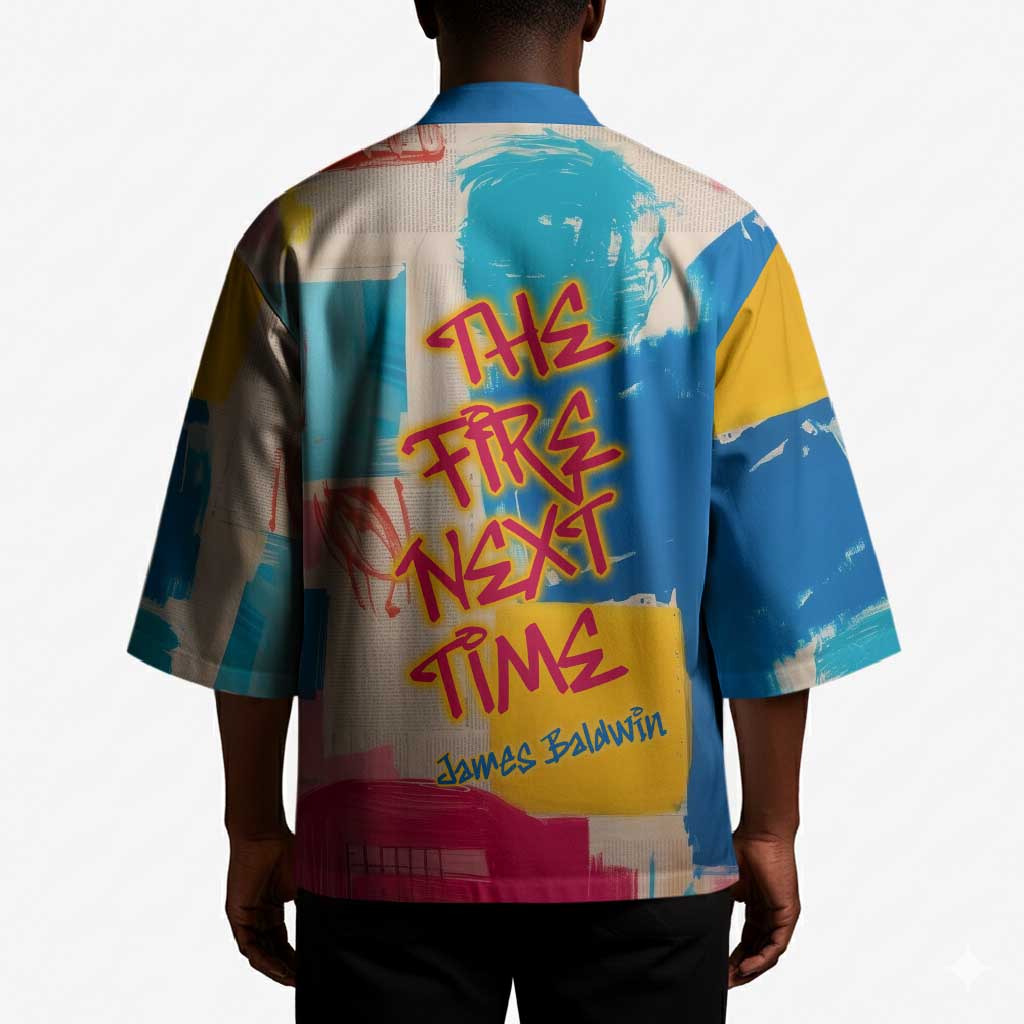 James Baldwin Kimono Colorful Graffiti Style Portrait The Fire Next Time Text Bold Civil Rights Tribute - African Pride