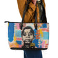 James Baldwin Leather Tote Bag Colorful Graffiti Style Portrait The Fire Next Time Text Bold Civil Rights Tribute - African Pride