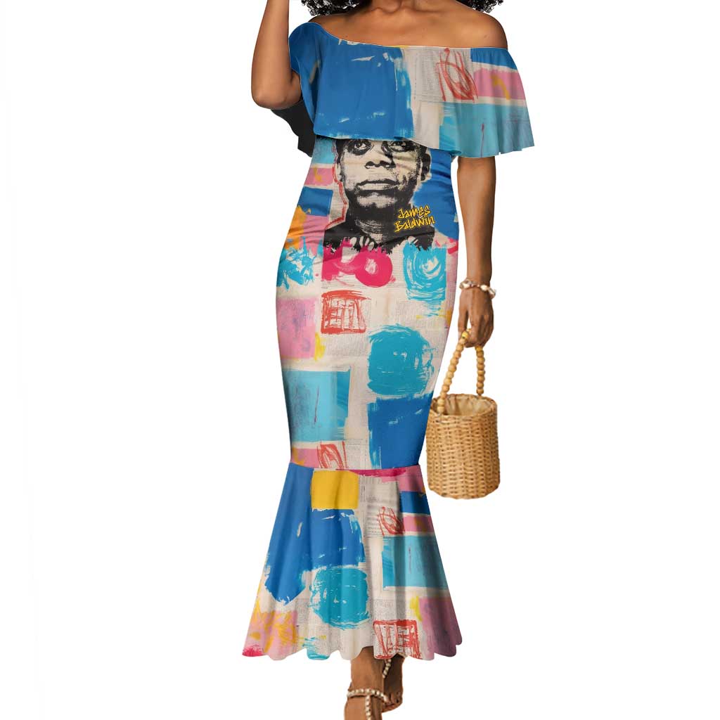 James Baldwin Mermaid Dress Colorful Graffiti Style Portrait The Fire Next Time Text Bold Civil Rights Tribute - African Pride
