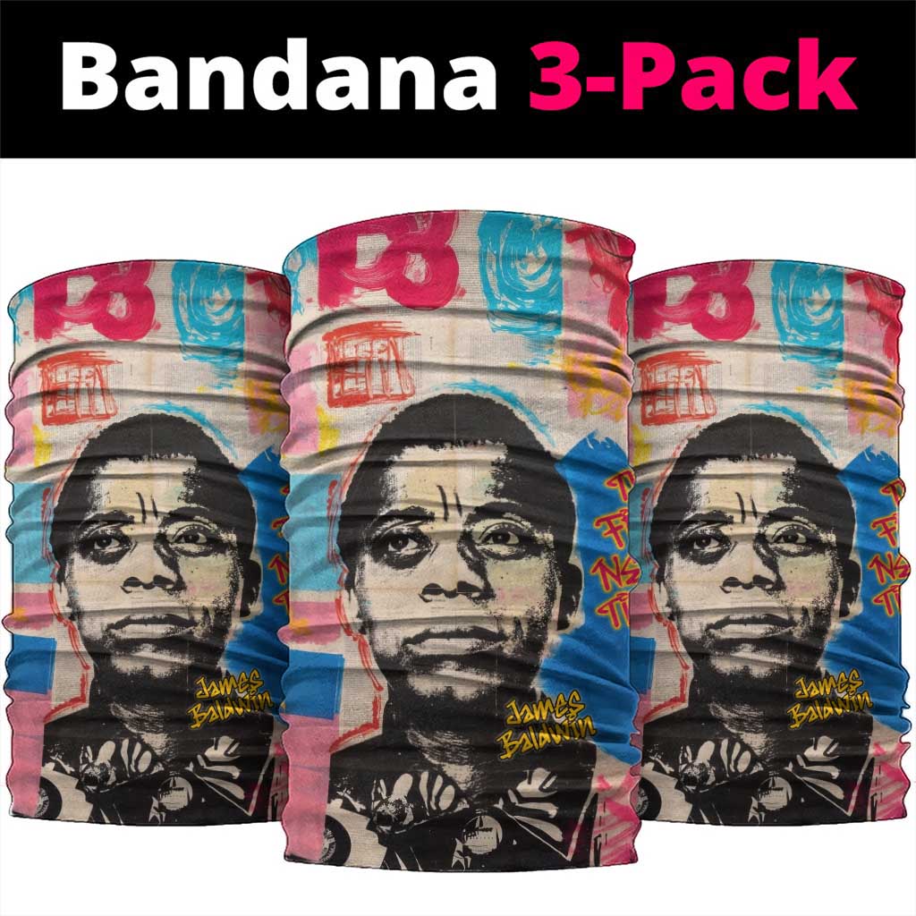 James Baldwin Neck Gaiter Colorful Graffiti Style Portrait The Fire Next Time Text Bold Civil Rights Tribute - African Pride