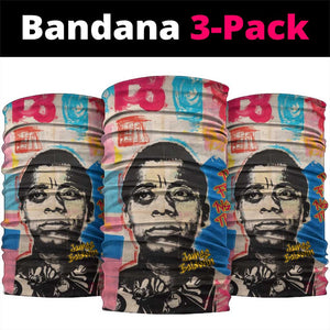 James Baldwin Neck Gaiter Colorful Graffiti Style Portrait The Fire Next Time Text Bold Civil Rights Tribute - African Pride