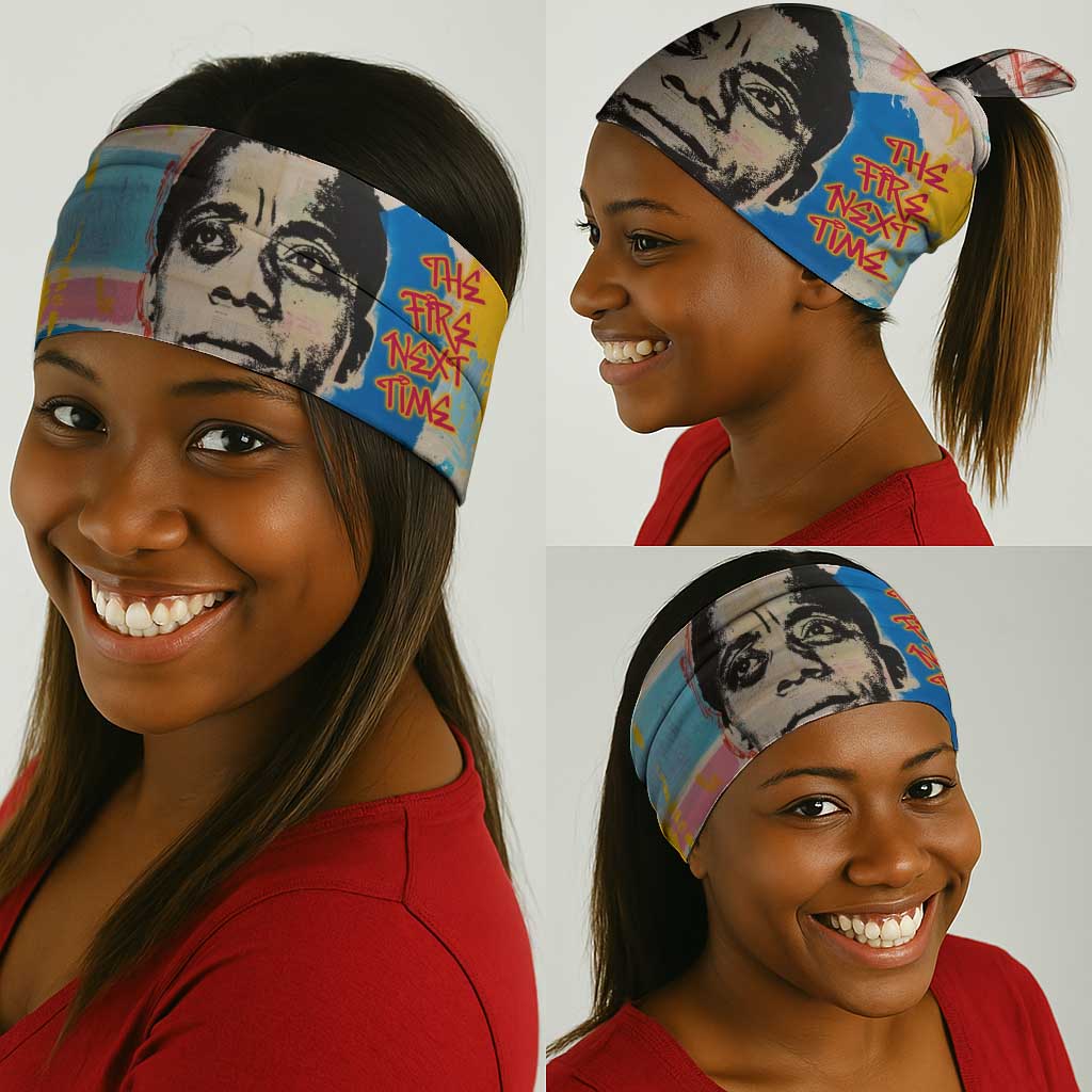 James Baldwin Neck Gaiter Colorful Graffiti Style Portrait The Fire Next Time Text Bold Civil Rights Tribute - African Pride