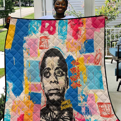 James Baldwin Quilt Colorful Graffiti Style Portrait The Fire Next Time Text Bold Civil Rights Tribute - African Pride