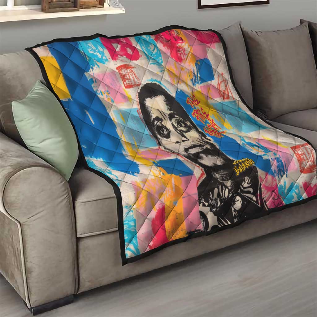 James Baldwin Quilt Colorful Graffiti Style Portrait The Fire Next Time Text Bold Civil Rights Tribute - African Pride