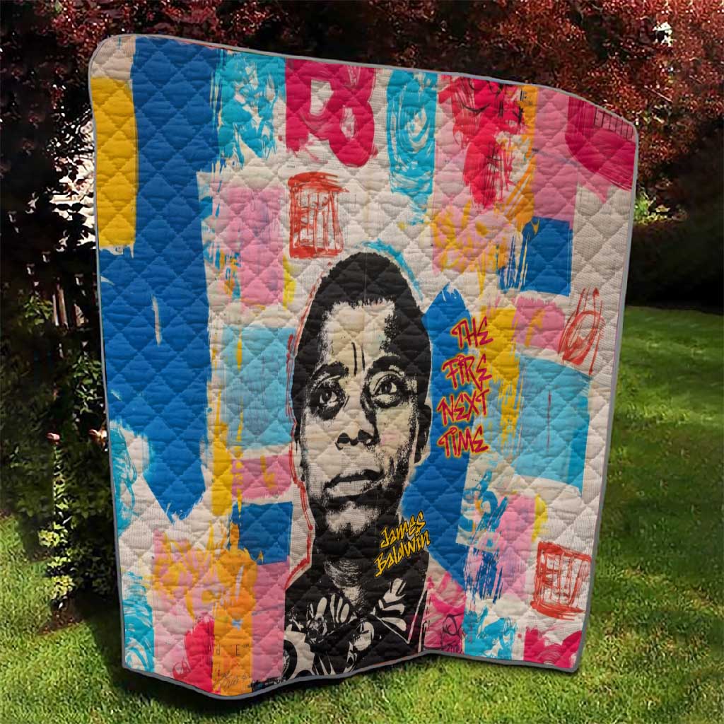James Baldwin Quilt Colorful Graffiti Style Portrait The Fire Next Time Text Bold Civil Rights Tribute - African Pride