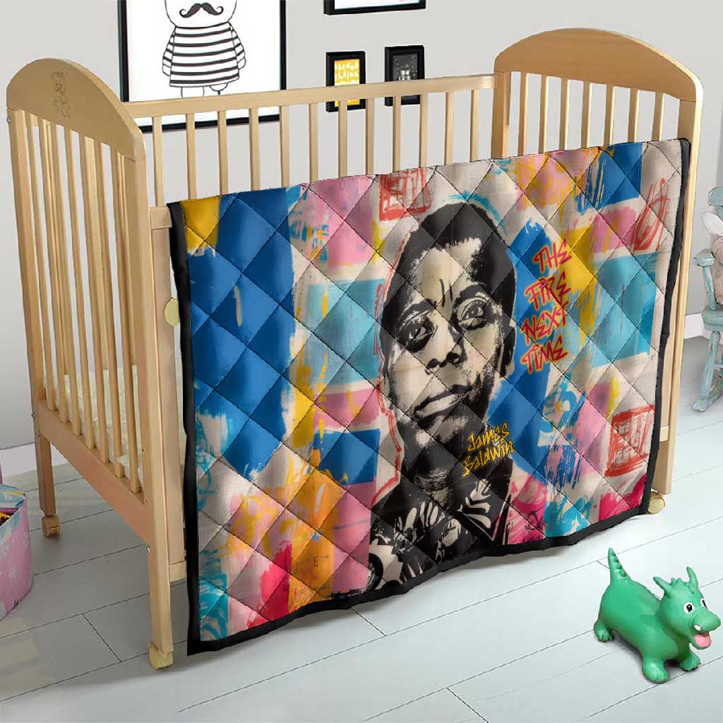James Baldwin Quilt Colorful Graffiti Style Portrait The Fire Next Time Text Bold Civil Rights Tribute - African Pride