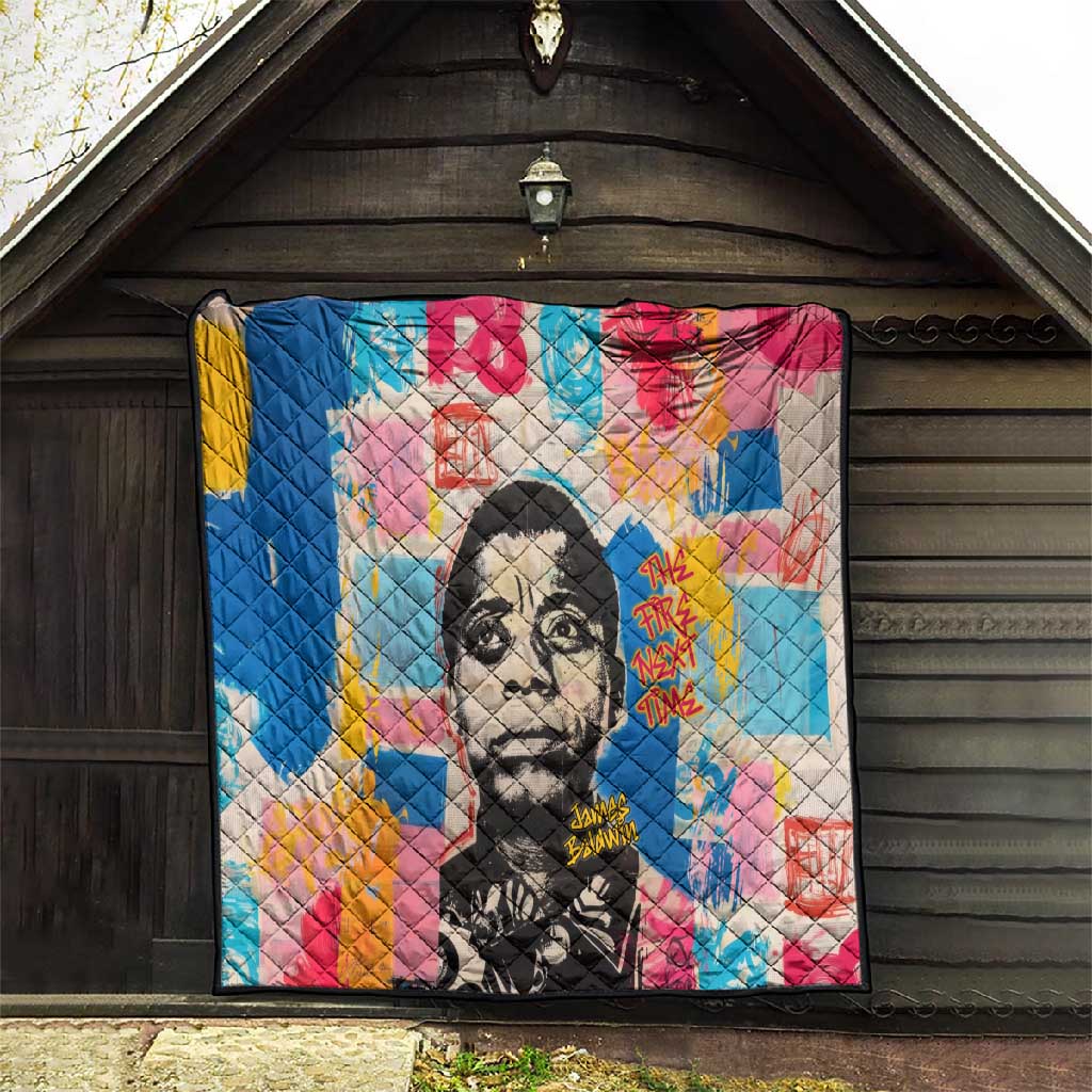 James Baldwin Quilt Colorful Graffiti Style Portrait The Fire Next Time Text Bold Civil Rights Tribute - African Pride