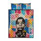 James Baldwin Quilt Bed Set Colorful Graffiti Style Portrait The Fire Next Time Text Bold Civil Rights Tribute - African Pride
