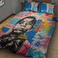 James Baldwin Quilt Bed Set Colorful Graffiti Style Portrait The Fire Next Time Text Bold Civil Rights Tribute - African Pride