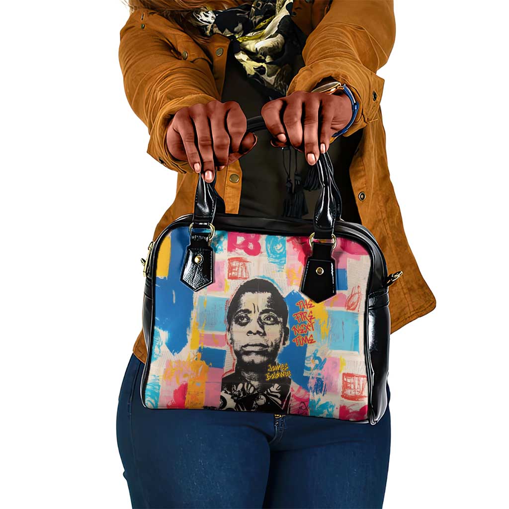 James Baldwin Shoulder Handbag Colorful Graffiti Style Portrait The Fire Next Time Text Bold Civil Rights Tribute - African Pride