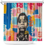 James Baldwin Shower Curtain Colorful Graffiti Style Portrait The Fire Next Time Text Bold Civil Rights Tribute - African Pride