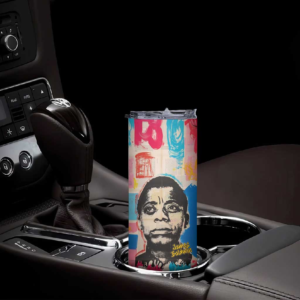 James Baldwin Skinny Tumbler Colorful Graffiti Style Portrait The Fire Next Time Text Bold Civil Rights Tribute - African Pride