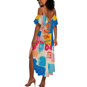 James Baldwin Summer Maxi Dress Colorful Graffiti Style Portrait The Fire Next Time Text Bold Civil Rights Tribute TS04