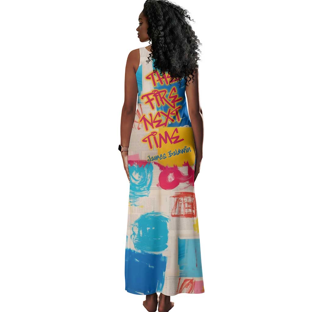 James Baldwin Tank Maxi Dress Colorful Graffiti Style Portrait The Fire Next Time Text Bold Civil Rights Tribute - African Pride