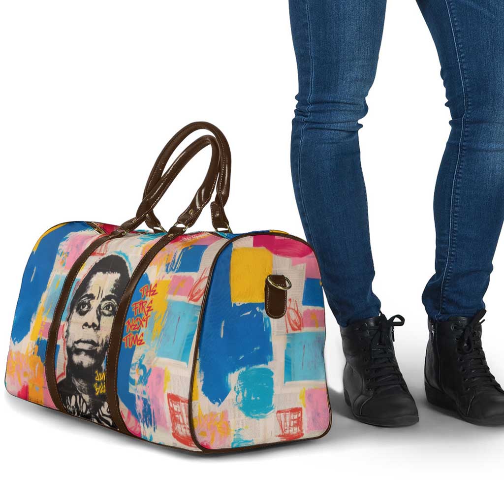 James Baldwin Travel Bag Colorful Graffiti Style Portrait The Fire Next Time Text Bold Civil Rights Tribute - African Pride