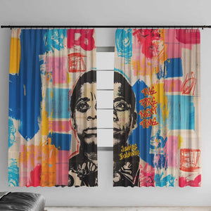 James Baldwin Window Curtain Colorful Graffiti Style Portrait The Fire Next Time Text Bold Civil Rights Tribute - African Pride