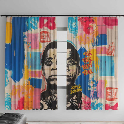 James Baldwin Window Curtain Colorful Graffiti Style Portrait The Fire Next Time Text Bold Civil Rights Tribute - African Pride