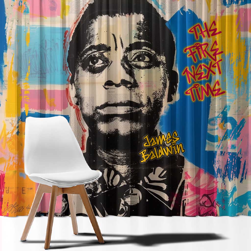 James Baldwin Window Curtain Colorful Graffiti Style Portrait The Fire Next Time Text Bold Civil Rights Tribute - African Pride