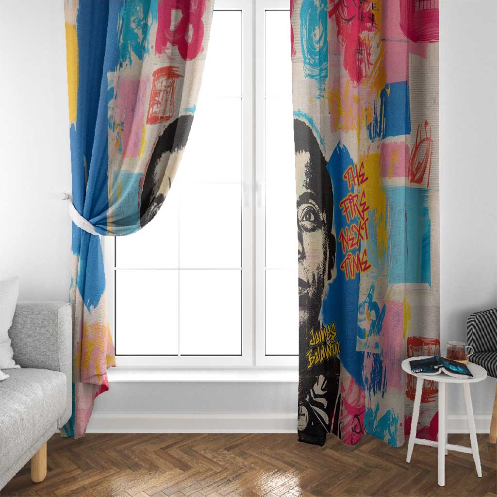 James Baldwin Window Curtain Colorful Graffiti Style Portrait The Fire Next Time Text Bold Civil Rights Tribute - African Pride