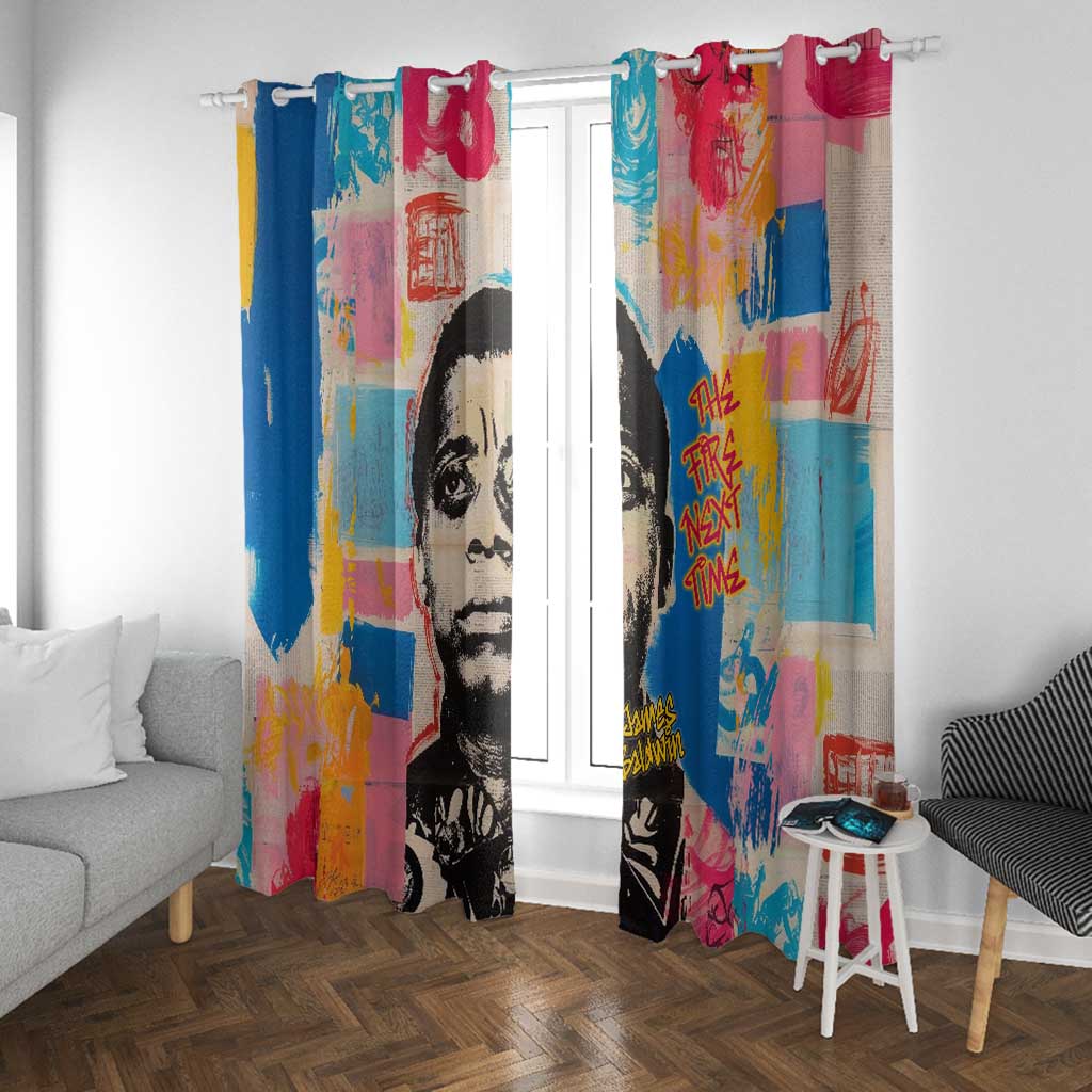 James Baldwin Window Curtain Colorful Graffiti Style Portrait The Fire Next Time Text Bold Civil Rights Tribute - African Pride