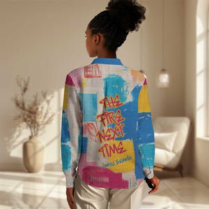 James Baldwin Women Casual Shirt Colorful Graffiti Style Portrait The Fire Next Time Text Bold Civil Rights Tribute - African Pride