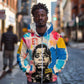 James Baldwin Zip Hoodie Colorful Graffiti Style Portrait The Fire Next Time Text Bold Civil Rights Tribute - African Pride