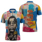 James Baldwin Zipper Polo Shirt Colorful Graffiti Style Portrait The Fire Next Time Text Bold Civil Rights Tribute - African Pride