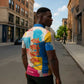 James Baldwin Zipper Polo Shirt Colorful Graffiti Style Portrait The Fire Next Time Text Bold Civil Rights Tribute - African Pride