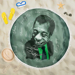 James Baldwin Beach Blanket Green Handwritten Script Design Smiling Portrait Civil Rights and Literature - African Pride