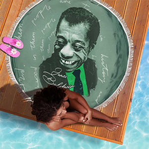 James Baldwin Beach Blanket Green Handwritten Script Design Smiling Portrait Civil Rights and Literature - African Pride