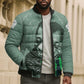 James Baldwin Bomber Puffer Jacket Green Handwritten Script Design Smiling Portrait Civil Rights and Literature - African Pride