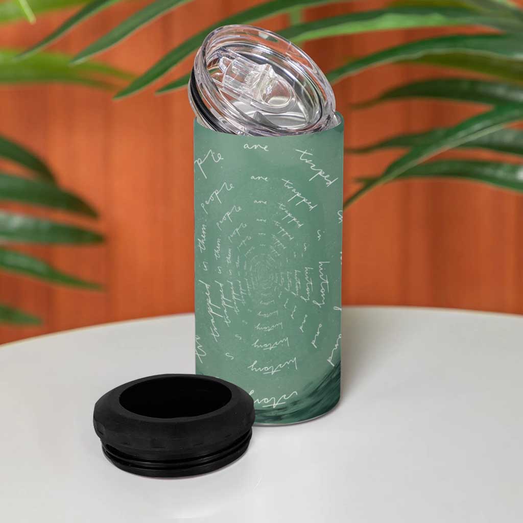James Baldwin 4 in 1 Can Cooler Tumbler Green Handwritten Script Design Smiling Portrait Civil Rights and Literature - African Pride